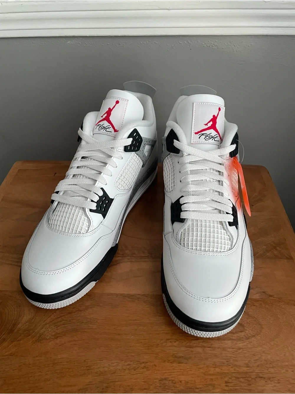 Nike Air Jordan 4 Retro White Cement Summit White Fire Red Men’s Size 13 FV5029-